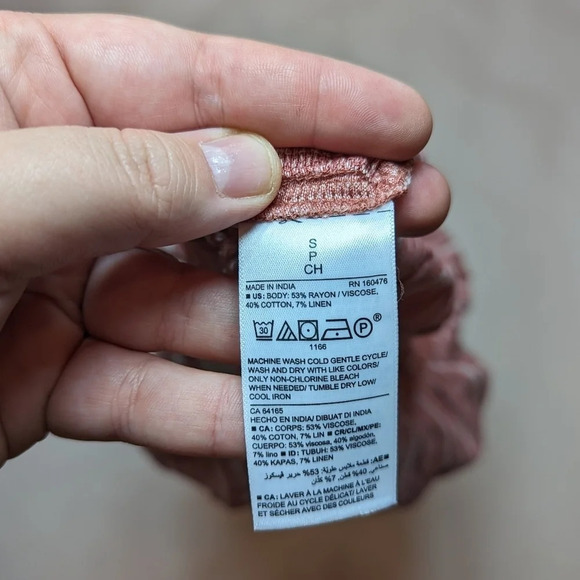 NWT Old Navy Boho Striped Salmon Pink Linen Cotton Blend Shorts Romper Small - Picture 8 of 9